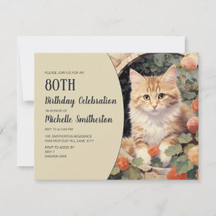 Invitation Arc de Kitten blanc jaune 80e anniversaire