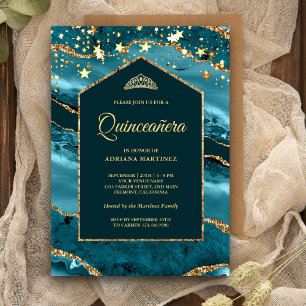 Invitation Arc de marbre d'agate dorée sarcelle pour Quincean