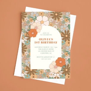 Invitation Arc de marguerite vintage 1er anniversaire