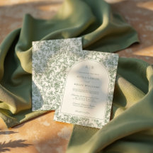 Arc de mariage à monogramme en toile florale vert 