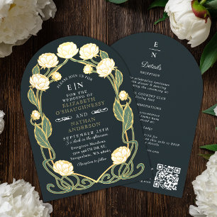Invitation Arc de mariage Art nouveau Élégante Pivoine Blanch