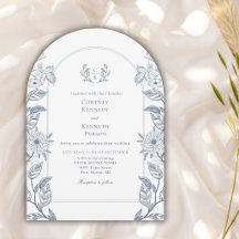 Arc de mariage élégant bleu français à monogramme