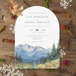Invitation Arc de mariage moderne à l'aquarelle avec fleurs s