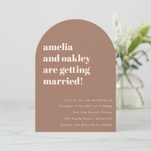 Invitation Arc de mariage rétro mocha doux minimaliste audaci
