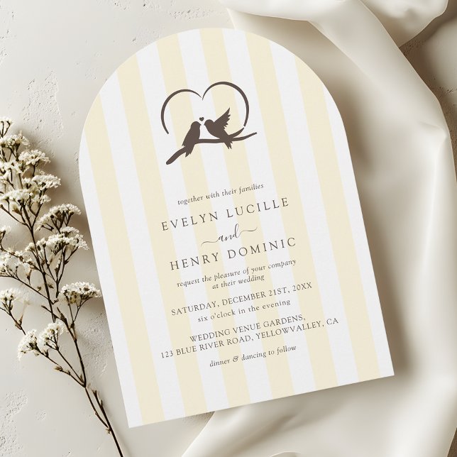 Invitation Arc de mariage romantique oiseaux ivoire moderne c (Créateur téléchargé)