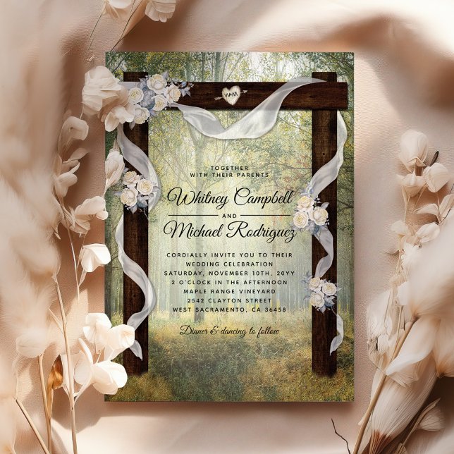 Invitation Arc de Mariage Rustique Enchanté en Bois de Forêt (Créateur téléchargé)