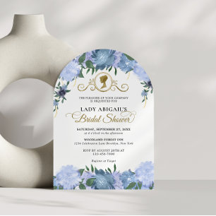 Invitation Arc de mariage victorien floral bleu poussiéreux