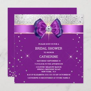 Invitation Arc de parties scintillant violet argent élégant b