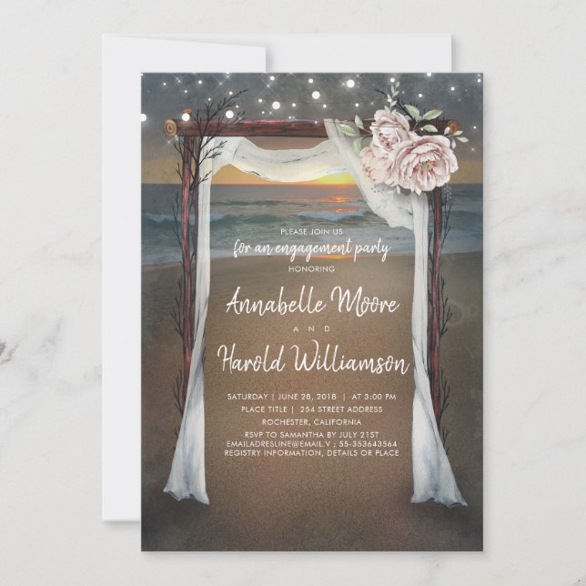 Invitation Arc de plage | Sea Sunset Engagement Party (Devant)