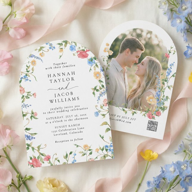 Invitation Arc de Prairie Fleurie Photo Mariage (Créateur téléchargé)