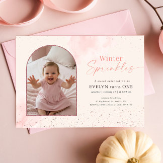 Invitation Arc de premier anniversaire avec poudres d'hiver r