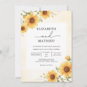 Invitation Arc de tournesol doré Romance Mariage