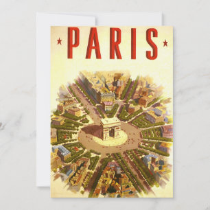 Invitation Arc de Triomphe vintage, Paris, France Travel Art