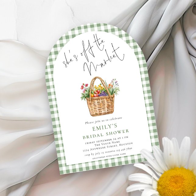 Invitation Arc de voile de mariage Gingham Elle est hors du M (Créateur téléchargé)