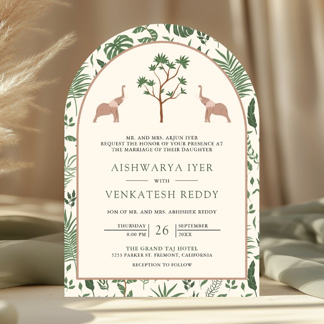 Invitation Arc d'éléphant de forêt tropicale Photo Mariage in (Créateur téléchargé)