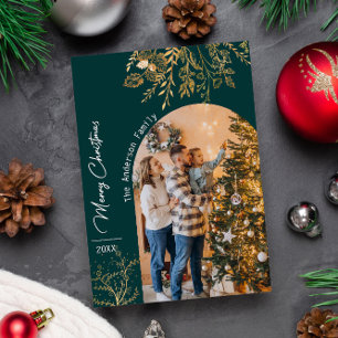 Invitation Arc d'or vacances photo minimaliste Noël