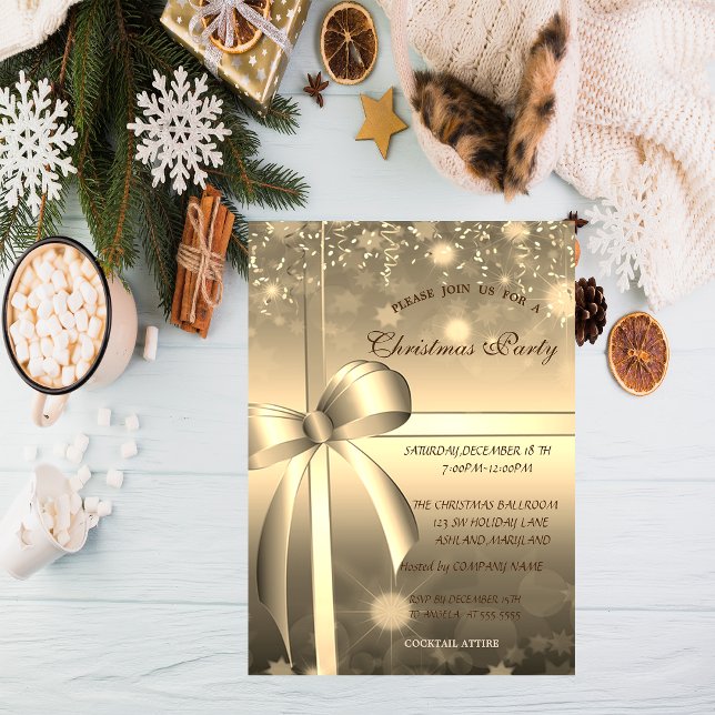 Invitation Arc Doré Élégant, Fête de Noël de la Société Confe (Créateur téléchargé)