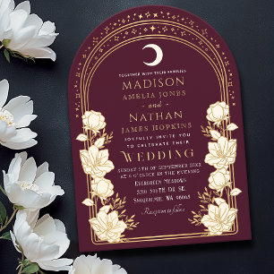 Invitation Arc élégant de canneberge Art nouveau Mariage