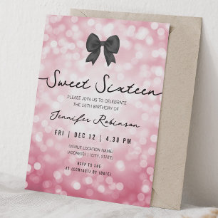 Invitation Arc élégant et lumières Sweet Sixteen Rose Chaud 