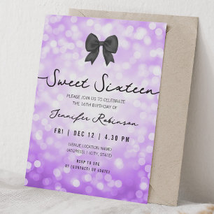 Invitation Arc élégant et lumières Sweet Sixteen Violet