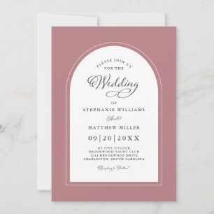 Invitation Arc élégant Moderne Calligraphie Mariage Dusty Ros