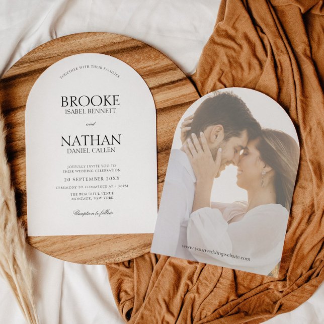 Invitation Arc élégant moderne noir & blanc Mariage photo (Créateur téléchargé)