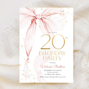 Invitation Arc élégant rose pour 20e anniversaire