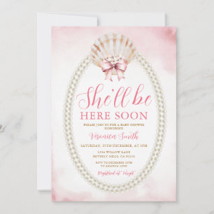 Invitation Arc Elle sera bientôt là Baby Shower Coquillage Mi