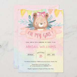Invitation Arc en arc-en-ciel Aquarelle Baby shower fille our