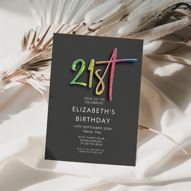 Invitation Arc-en-ciel 21e anniversaire (Créateur téléchargé)