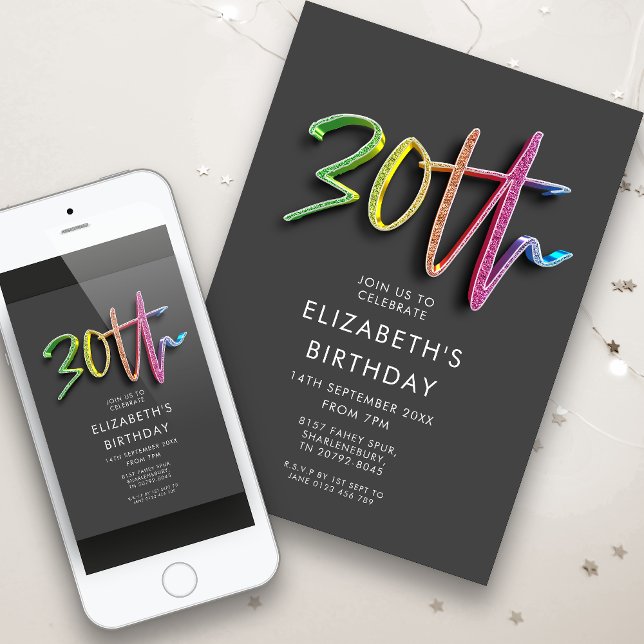 Invitation Arc-en-ciel 30e anniversaire (Créateur téléchargé)