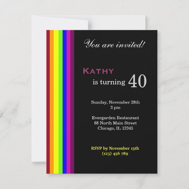 Invitation Arc-en-ciel 40e anniversaire (Devant)