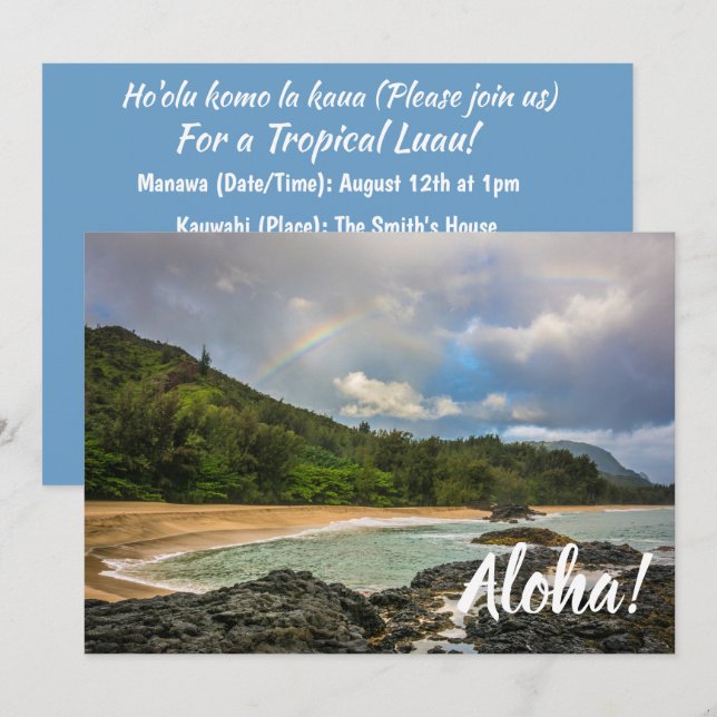 Invitation Arc en ciel à Lumaha'i Beach, Kauai, Hawaii (Devant / Derrière)