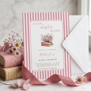 Invitation Arc-en-ciel à rayures roses Livres anciens Fleurs