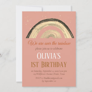 Invitation Arc-en-ciel aquarelle Anniversaire Fille Bohème 