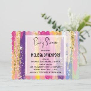 Invitation Arc-en-ciel avec Baby shower de Parties scintillan