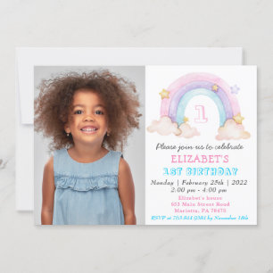 Invitation Arc en ciel avec votre photo Anniversaire