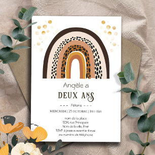 Invitation Arc en ciel Boho 2e anniversaire