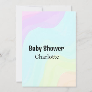 Invitation Arc-en-ciel coloré pastel boho retro nom de la bab