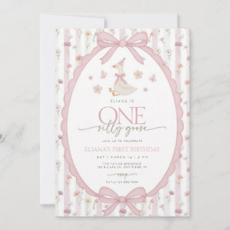 Invitation Arc-en-ciel Coquette Bow One Silly Goose 1er Anniv