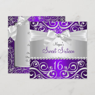 Invitation Arc-en-ciel de diamant violet joli noeud papillon