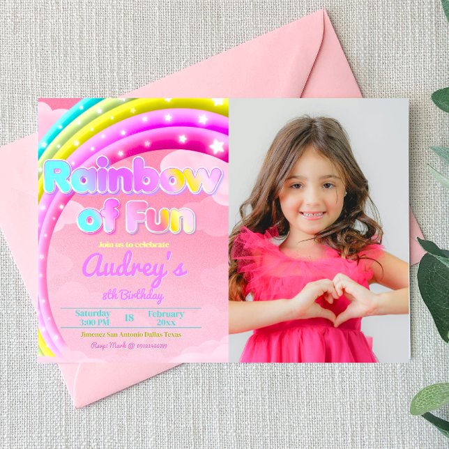 Invitation Arc-en-ciel de plaisir avec paysage photo (Rainbow of Fun with Picture Landscape Invitation)