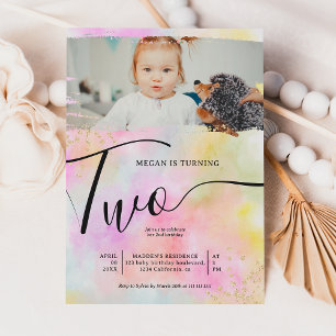 Invitation Arc-en-ciel en or parties scintillant pastel une p