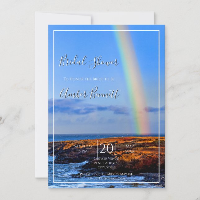 Invitation Arc en ciel, Espoir & Bonheur, Fête des mariées Ma (Devant)