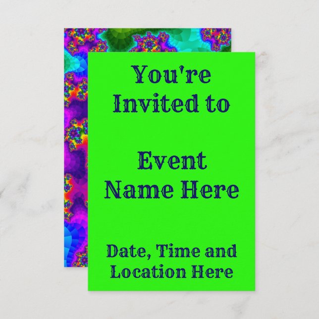 Invitation Arc-en-ciel fleuri (Devant / Derrière)