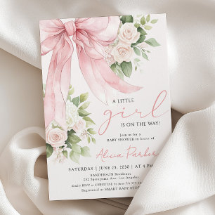 Invitation Arc en ciel floral rose coquette fille baby shower