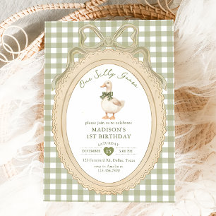 Invitation Arc-en-ciel Gingham Une Oie Idiote 1er Anniversair