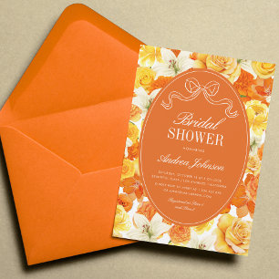 Invitation Arc-en-ciel Jaune et Orange Vibrant Ruban Floral p