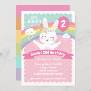 Invitation Arc-en-ciel mignon de filles d'invitations