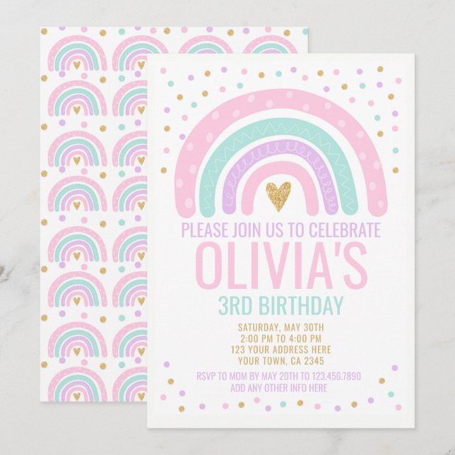 Invitation Arc-en-ciel Moderne (Devant / Derrière)